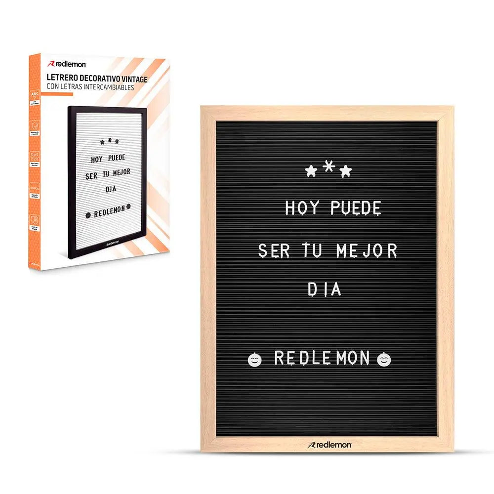 Pizarrón de Madera Vintage 340 Letras Intercambiables