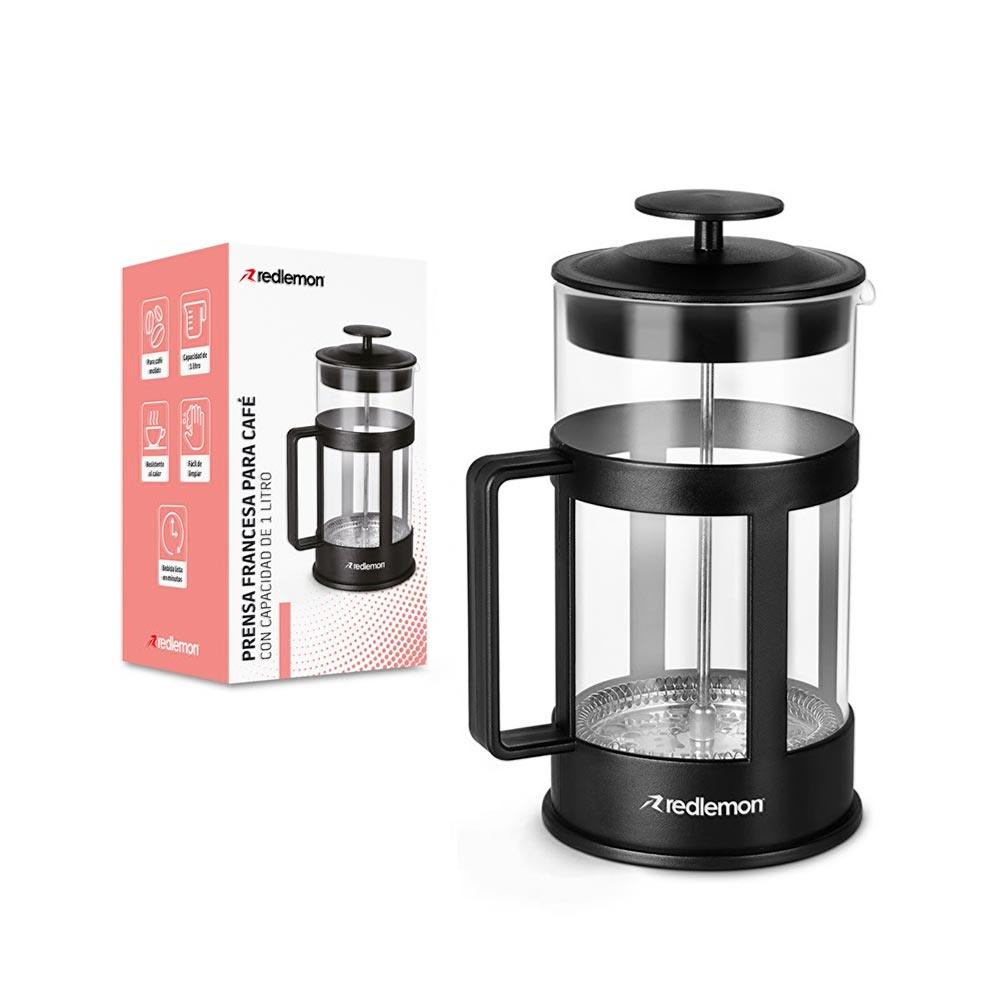 Prensa Francesa de Vidrio de 1 L para Café y Té Redlemon