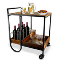 Carrito de Servicio para Bar Estilo Industrial de Acero y Madera