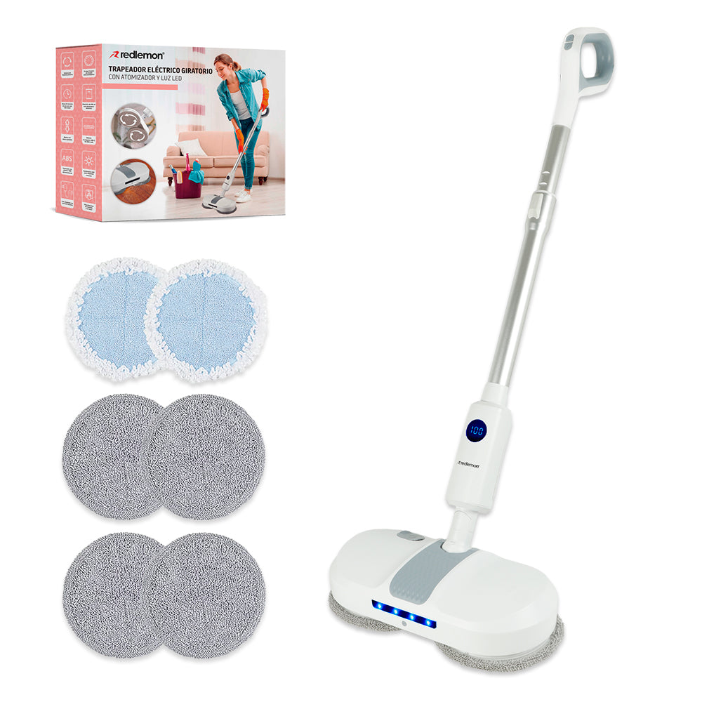 Trapeador Eléctrico Giratorio 200 RPM con Spray y Luz LED