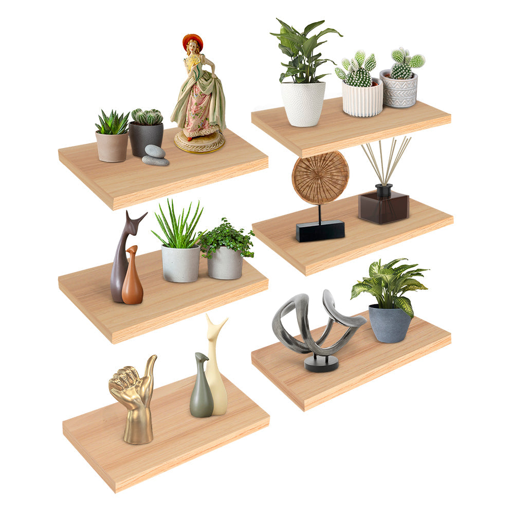 Set de 6 Repisas Flotantes de MDF de 30 x 15 cm