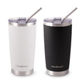 Set de 2 Vasos Térmicos de Acero 600 ml con Popotes