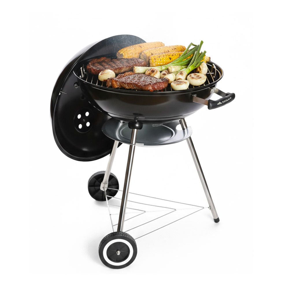 Asador de Carbón Portátil de 55 cm con Termómetro HIKEO