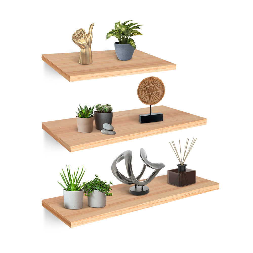 Set de 3 Repisas Flotantes de Madera de 30, 40 y 50 cm