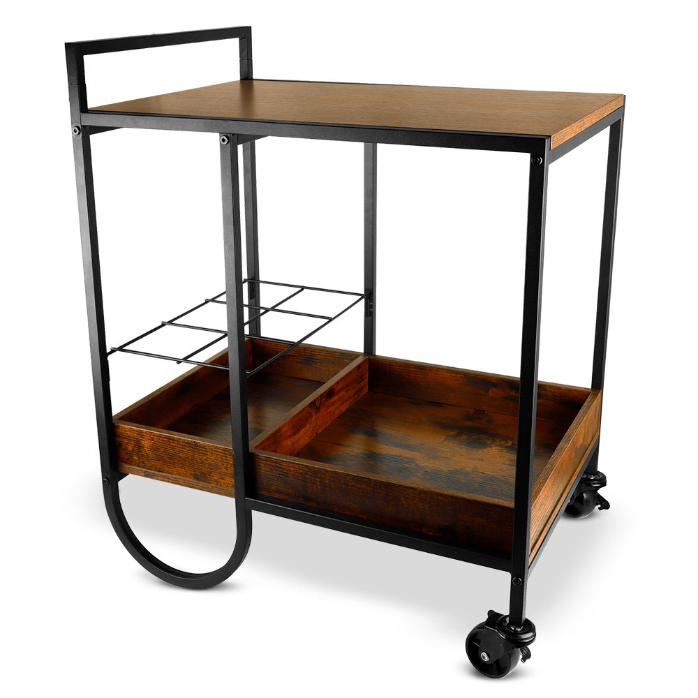 Carrito de Servicio para Bar Estilo Industrial de Acero y Madera
