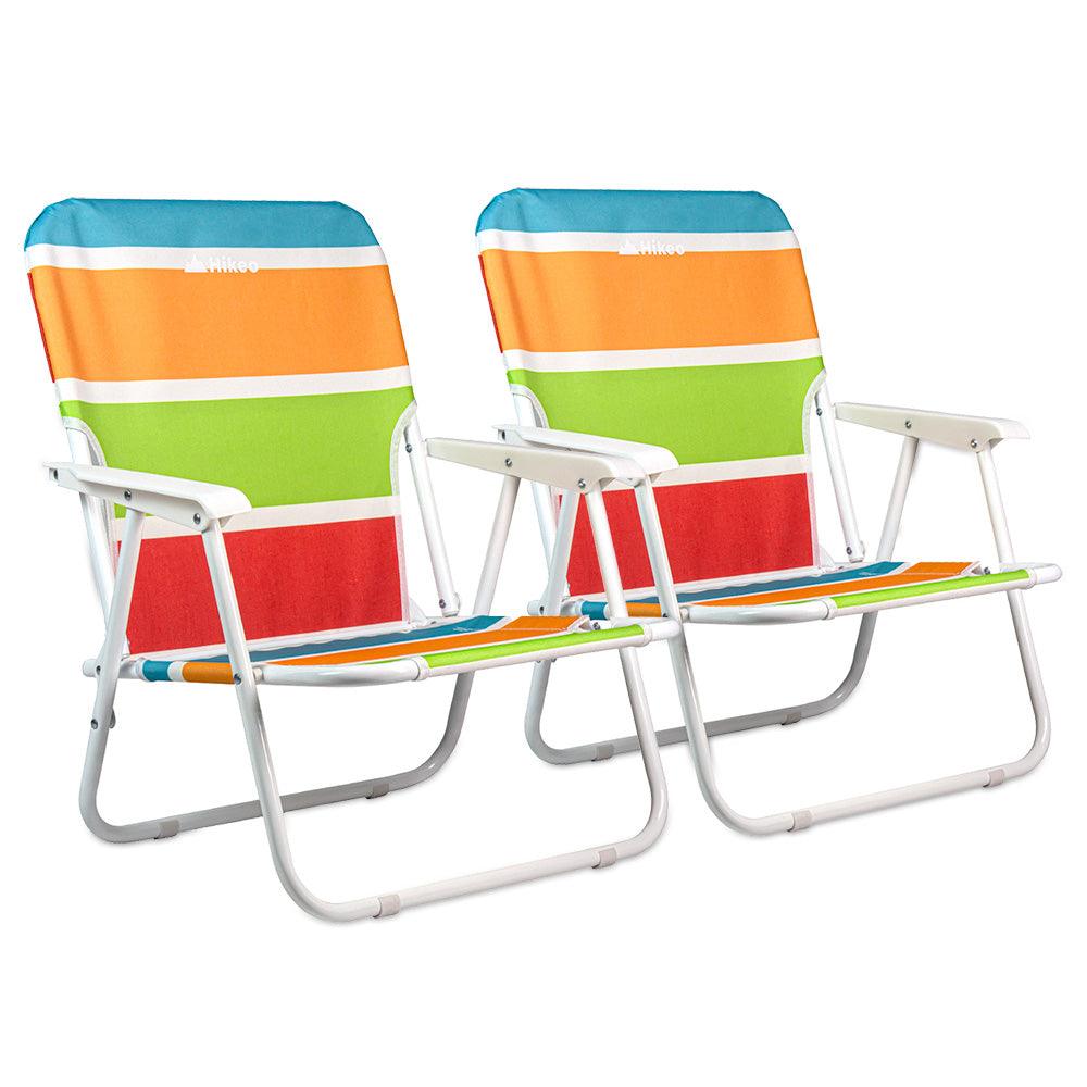 Set de 2 sillas plegables para playa con reposabrazos