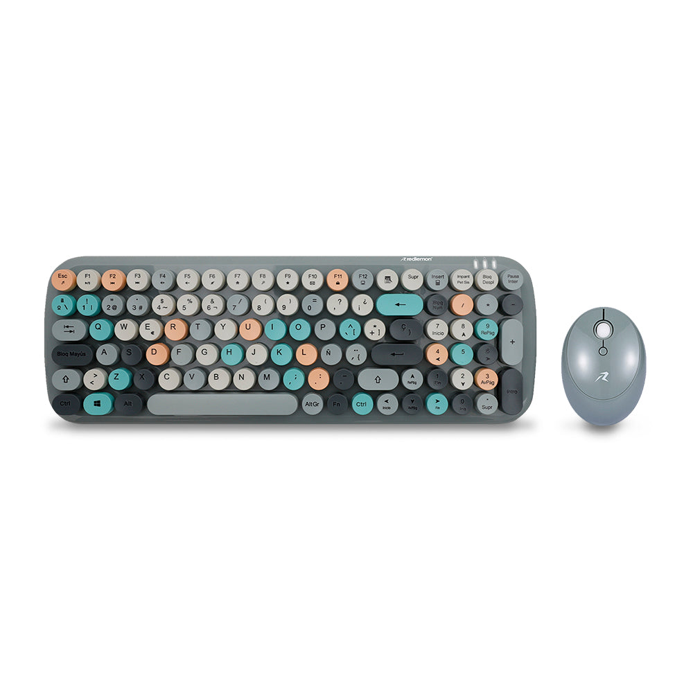 Teclado y Mouse Inalámbrico Retro 2.4 GHz con USB