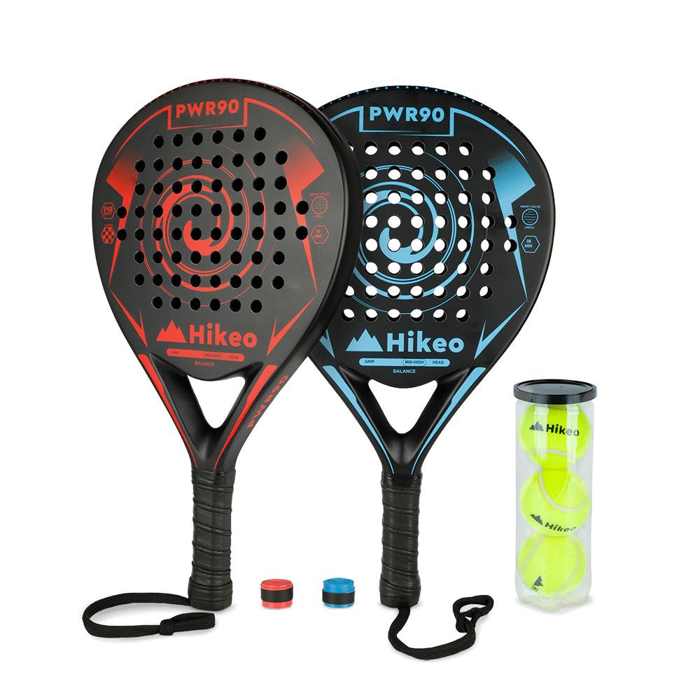 2 Palas de Pádel con Fundas, Pelotas y Grips. Raquetas de Fibra de Carbono