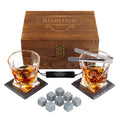 Set para Whisky con 2 Vasos, 8 Piedras y Caja de Madera