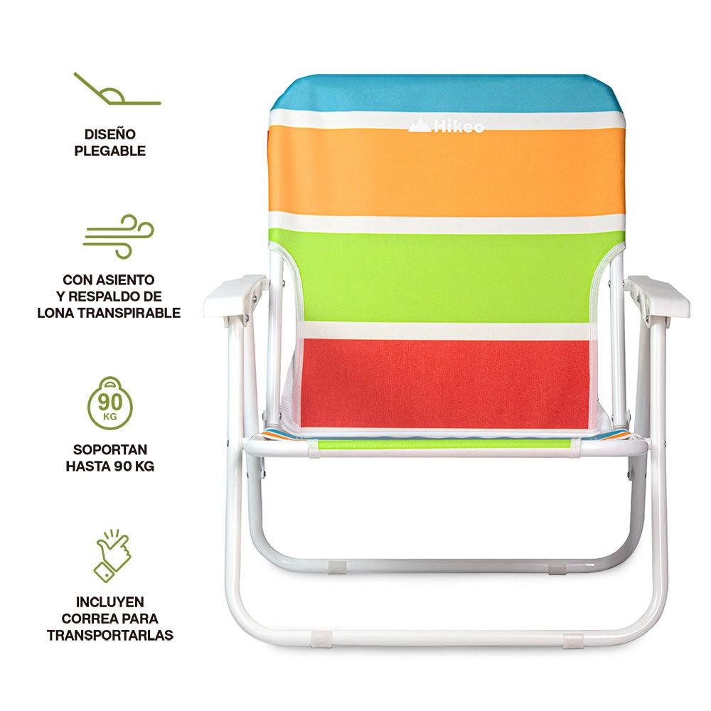 Set de 2 sillas plegables para playa con reposabrazos