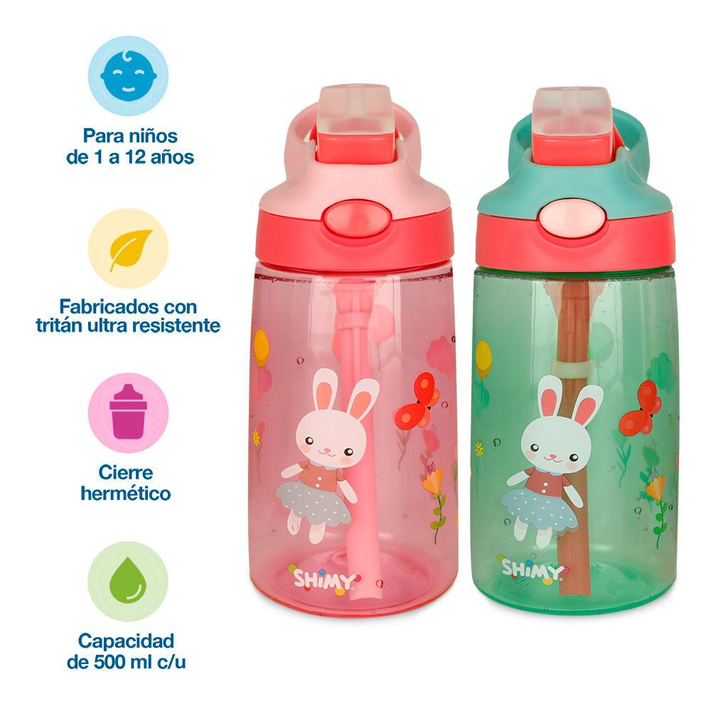 Set de 2 Botellas Infantiles de Tritán de 500 ml Shimy