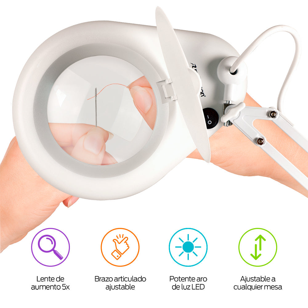 Lupa con Luz LED 5x para Escritorio con Brazo Articulado
