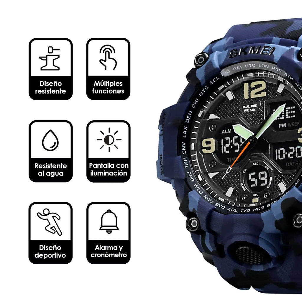 Reloj Digital y Analógico Deportivo Contra Agua 1155b