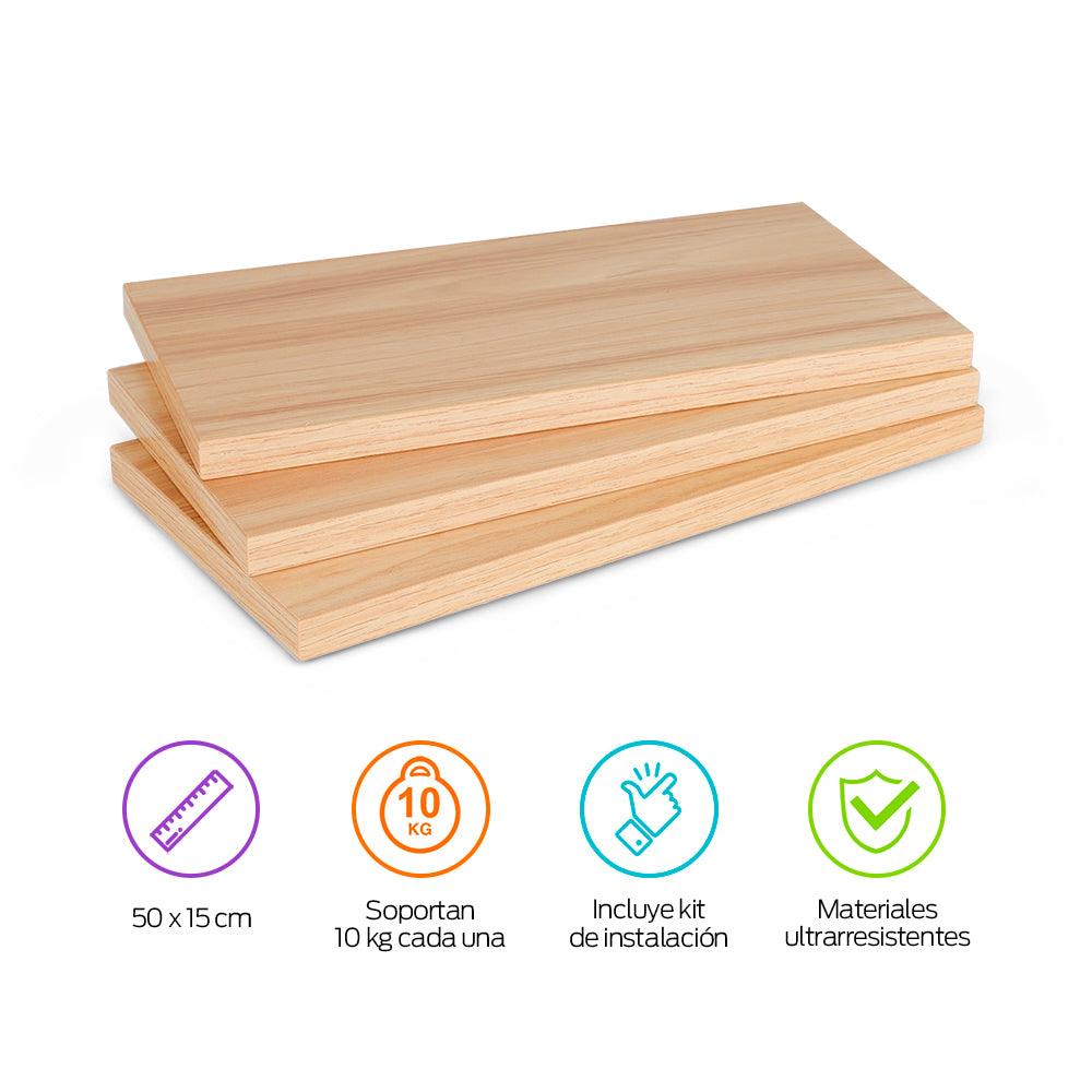 Set de 3 Repisas Flotantes de MDF de 30 x 15 cm