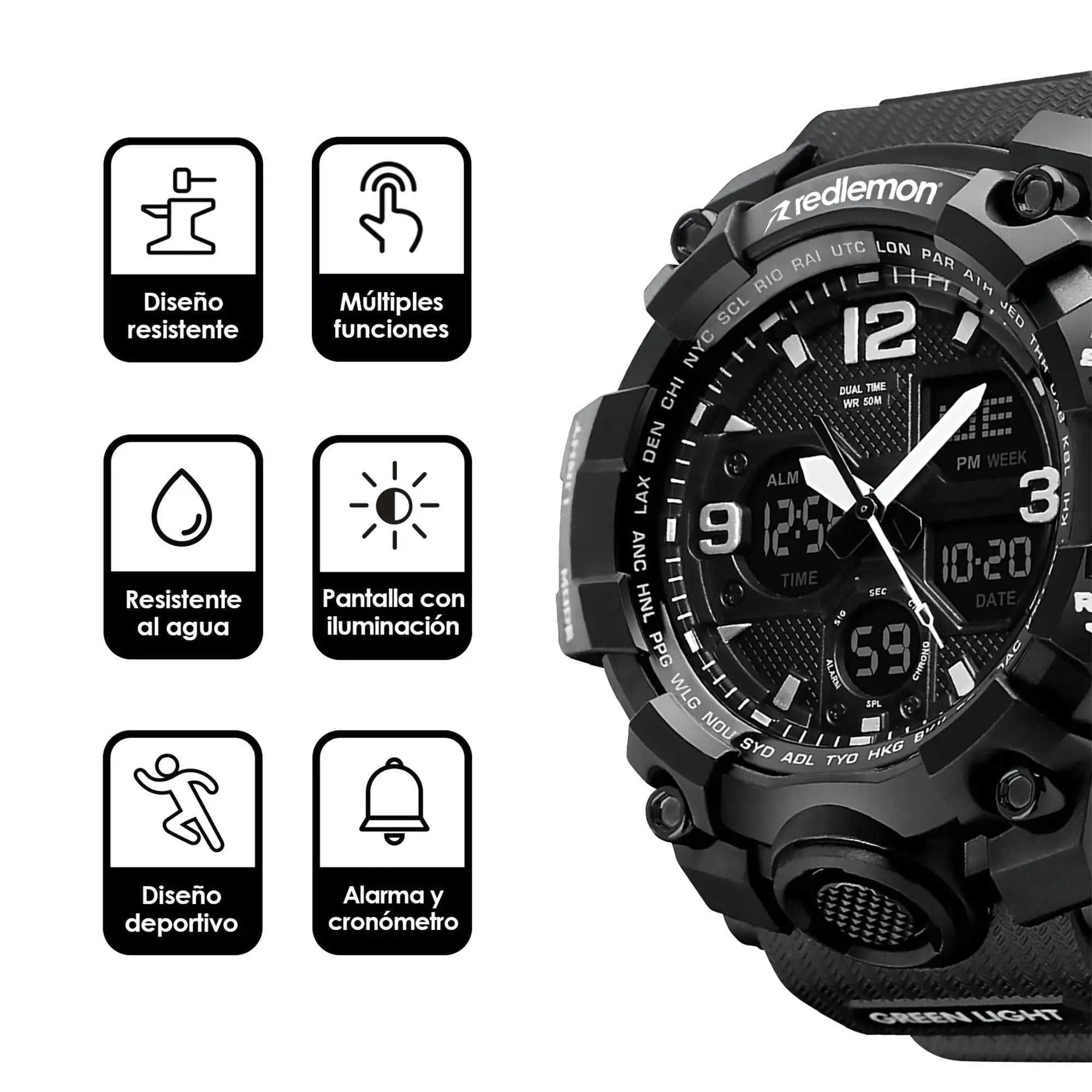 Reloj Digital y Analógico Deportivo Contra Agua 1155b