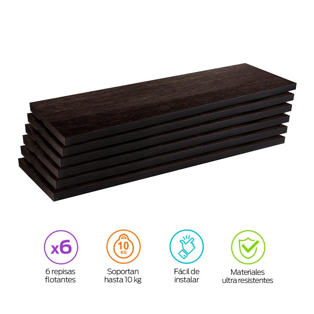 Set de 6 Repisas Flotantes de Madera MDF de 50 cm