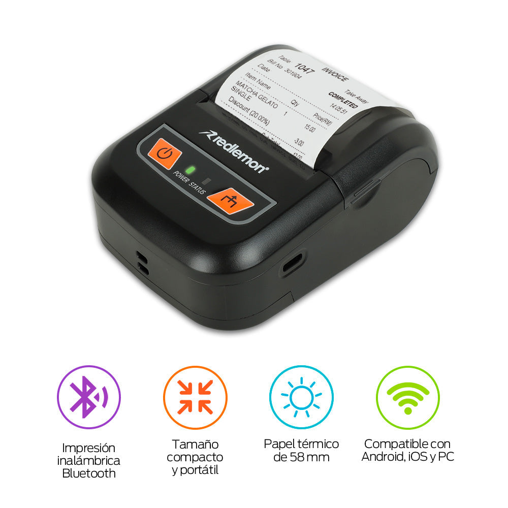 Impresora térmica portátil Bluetooth para rollo de 56 mm