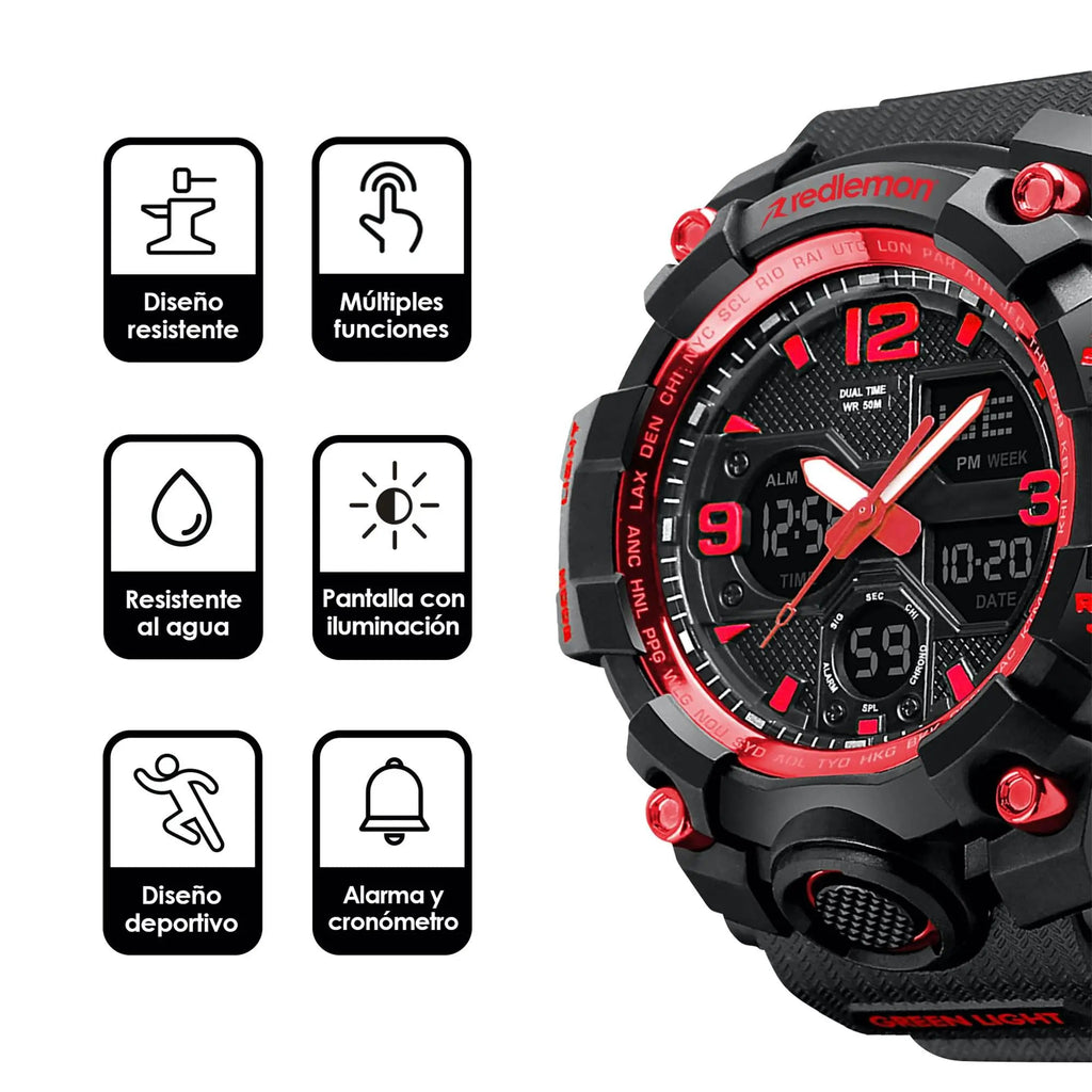 Reloj Digital y Analógico Deportivo Contra Agua 1155b