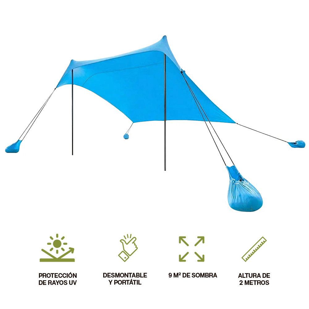 Toldo Portátil para Playa de 3 x 3 m con UPF 50 HIKEO