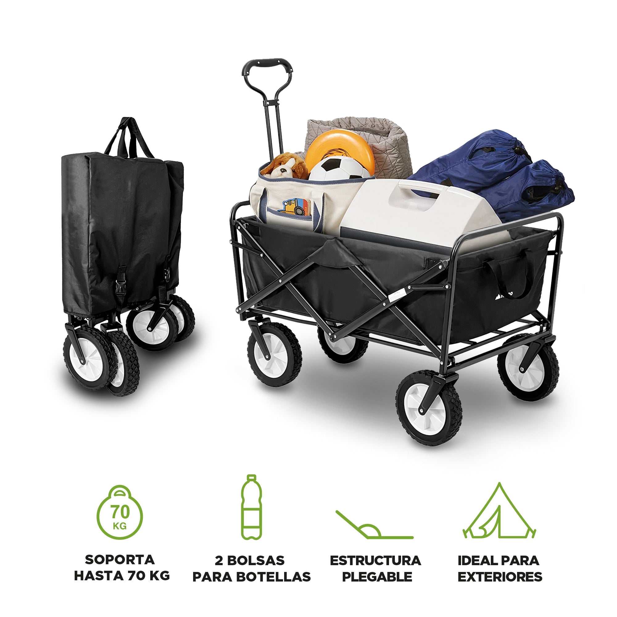 Carrito Plegable para Exterior de 70 kg con Bolsa HIKEO