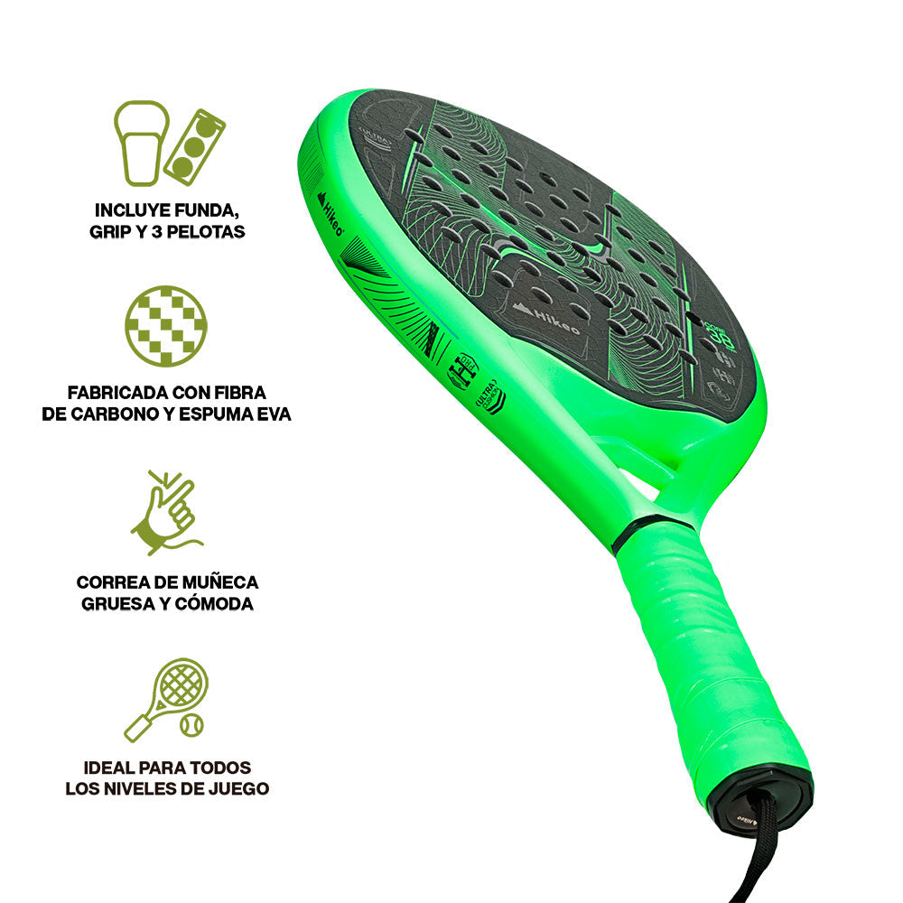 Pala de Pádel Premium con Funda, Pelotas y Grip, Raqueta para todos los Niveles