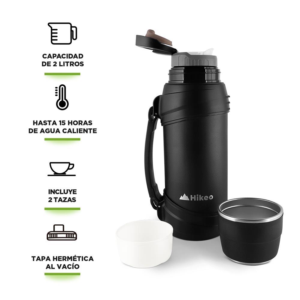 Termo de Acero Inoxidable 2 L con 2 Tazas y Correa HIKEO
