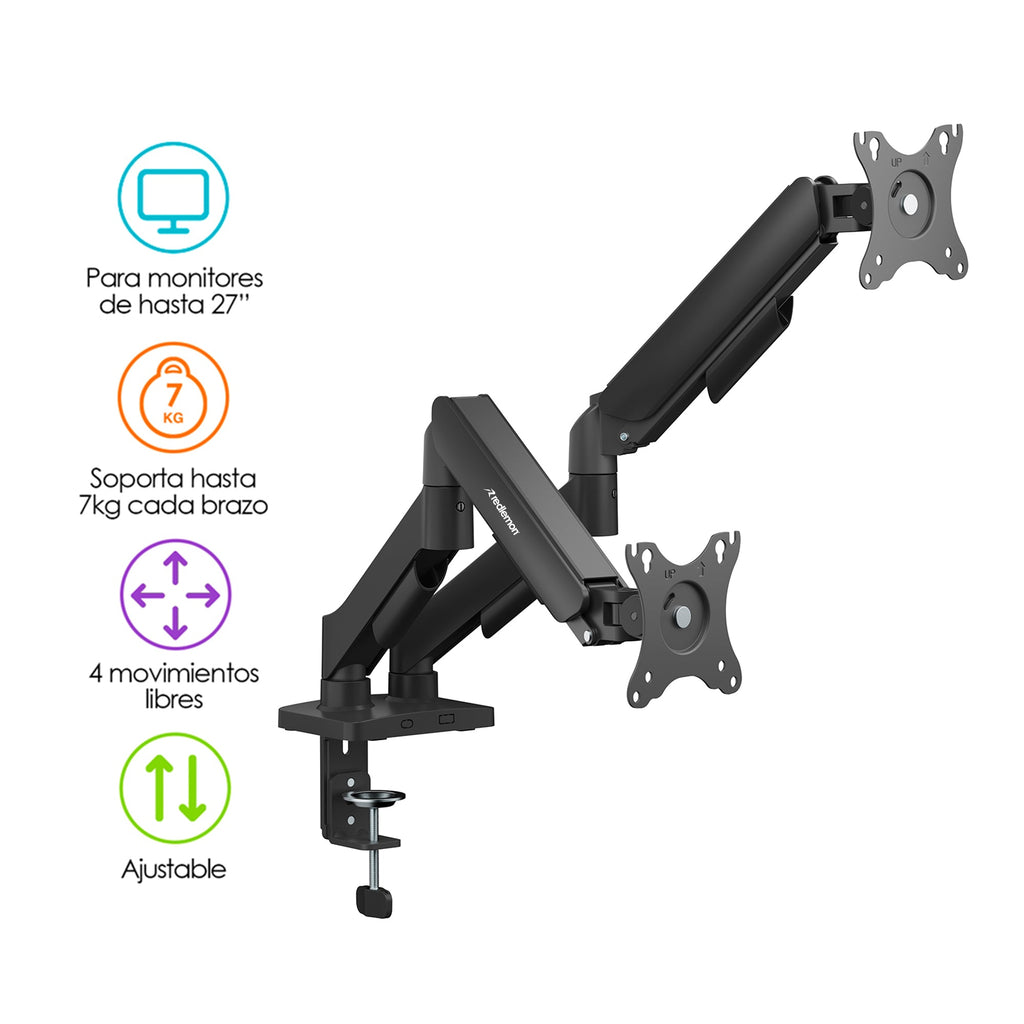 Soporte Articulado para 2 Monitores de 17 a 27 Pulgadas