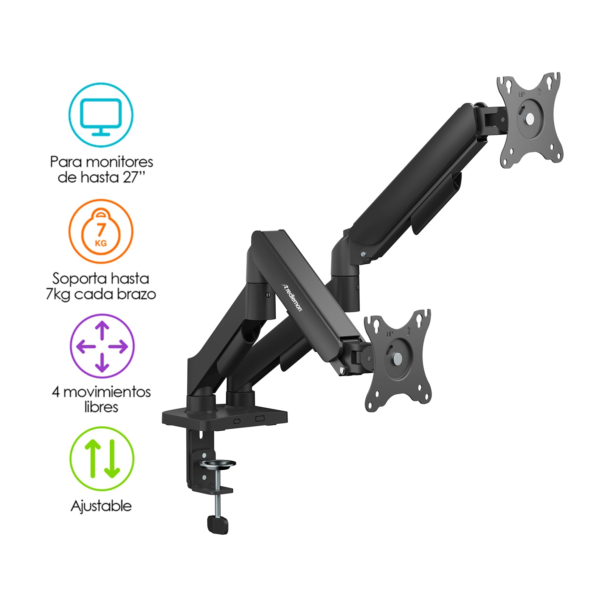 Soporte Articulado para 2 Monitores de 17 a 27 Pulgadas