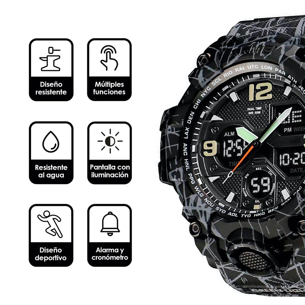 Reloj Digital y Analógico Deportivo Contra Agua 1155b