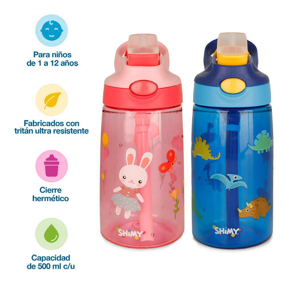 Set de 2 Botellas Infantiles de Tritán de 500 ml Shimy