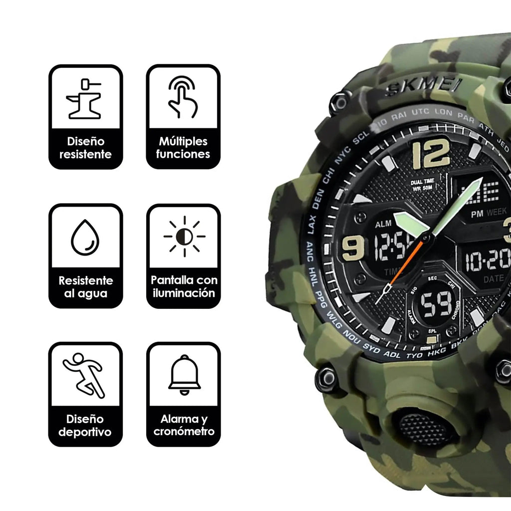 Reloj Digital y Analógico Deportivo Contra Agua 1155b