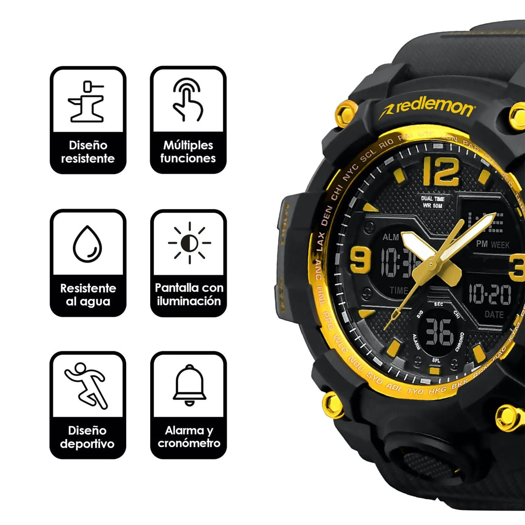 Reloj Digital y Analógico Deportivo Contra Agua 1155b