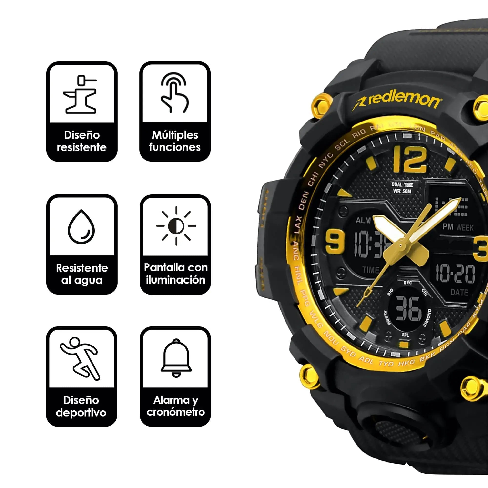 Reloj Digital y Analógico Deportivo Contra Agua 1155b
