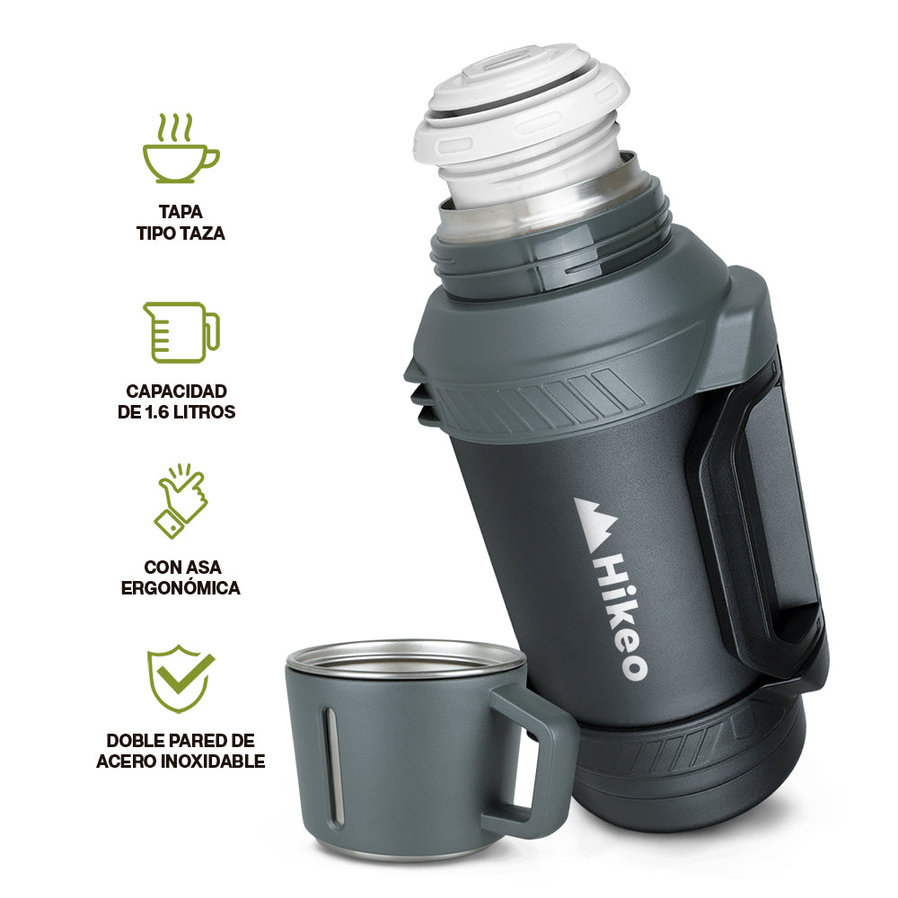 Termo de Acero Inoxidable 1.6 L con Taza y Correa HIKEO
