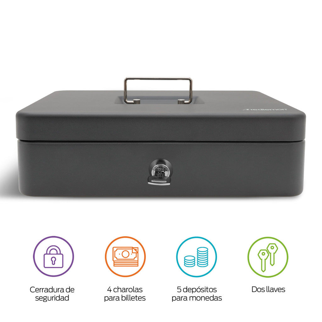 Caja Portátil para Dinero con Charola y 2 Llaves