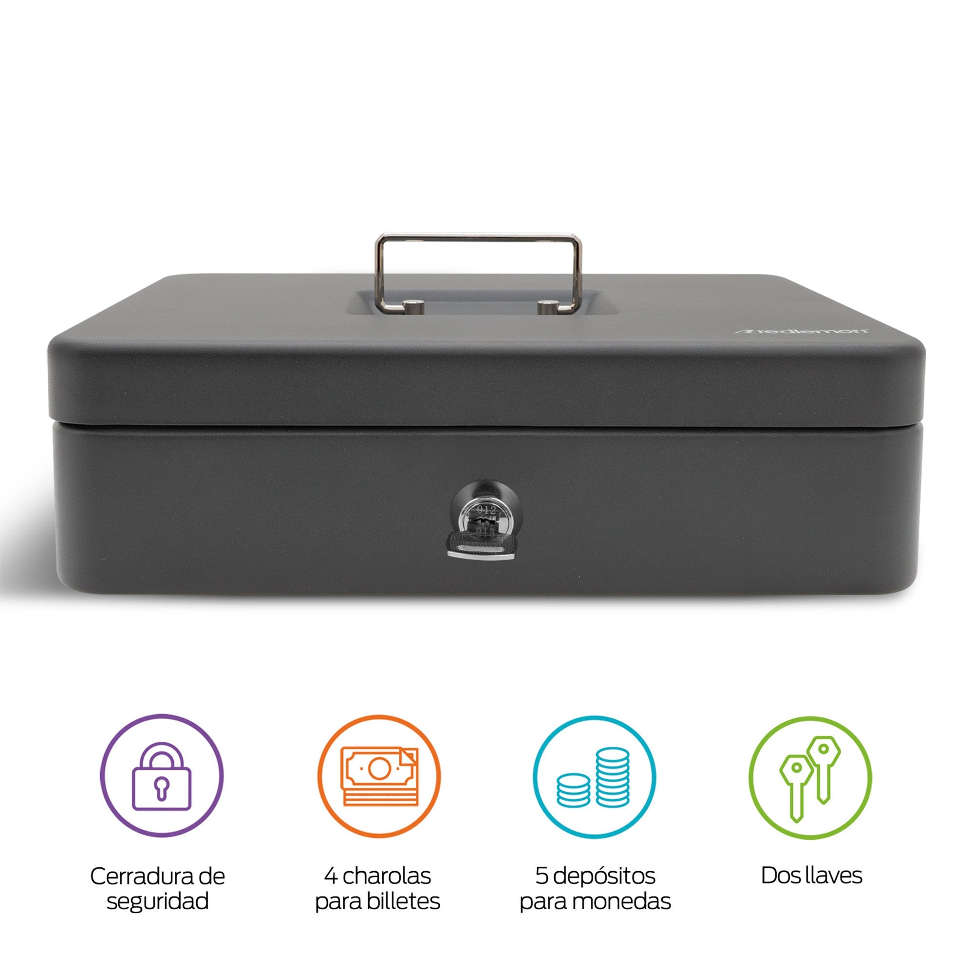 Caja Portátil para Dinero con Charola y 2 Llaves