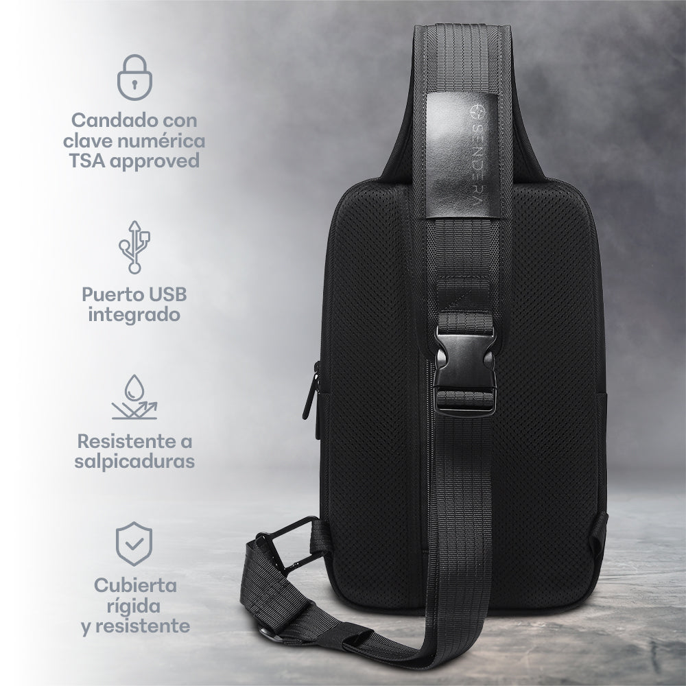 Mochila Crossbody con Candado TSA y Puerto USB Redlemon