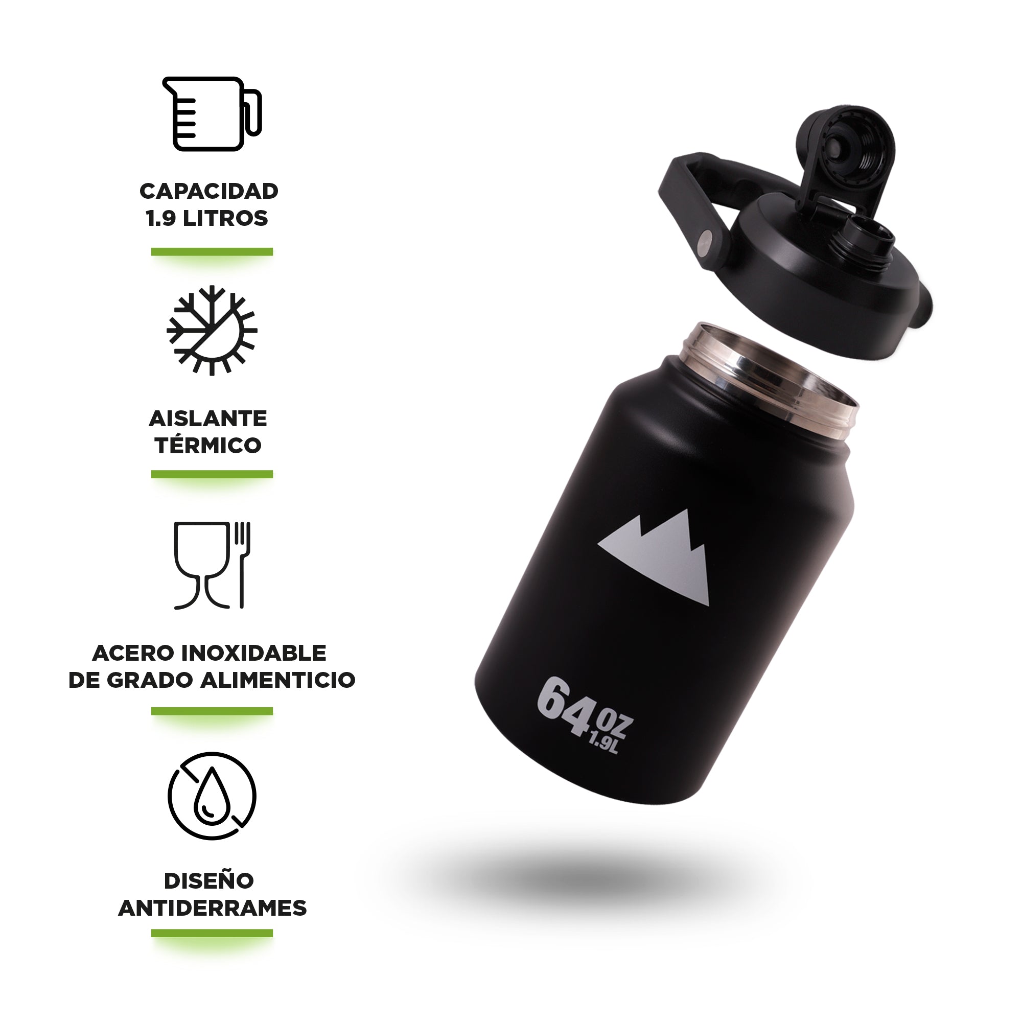Termo de Acero Inoxidable 1.89 o 3.78 L con Asa HIKEO