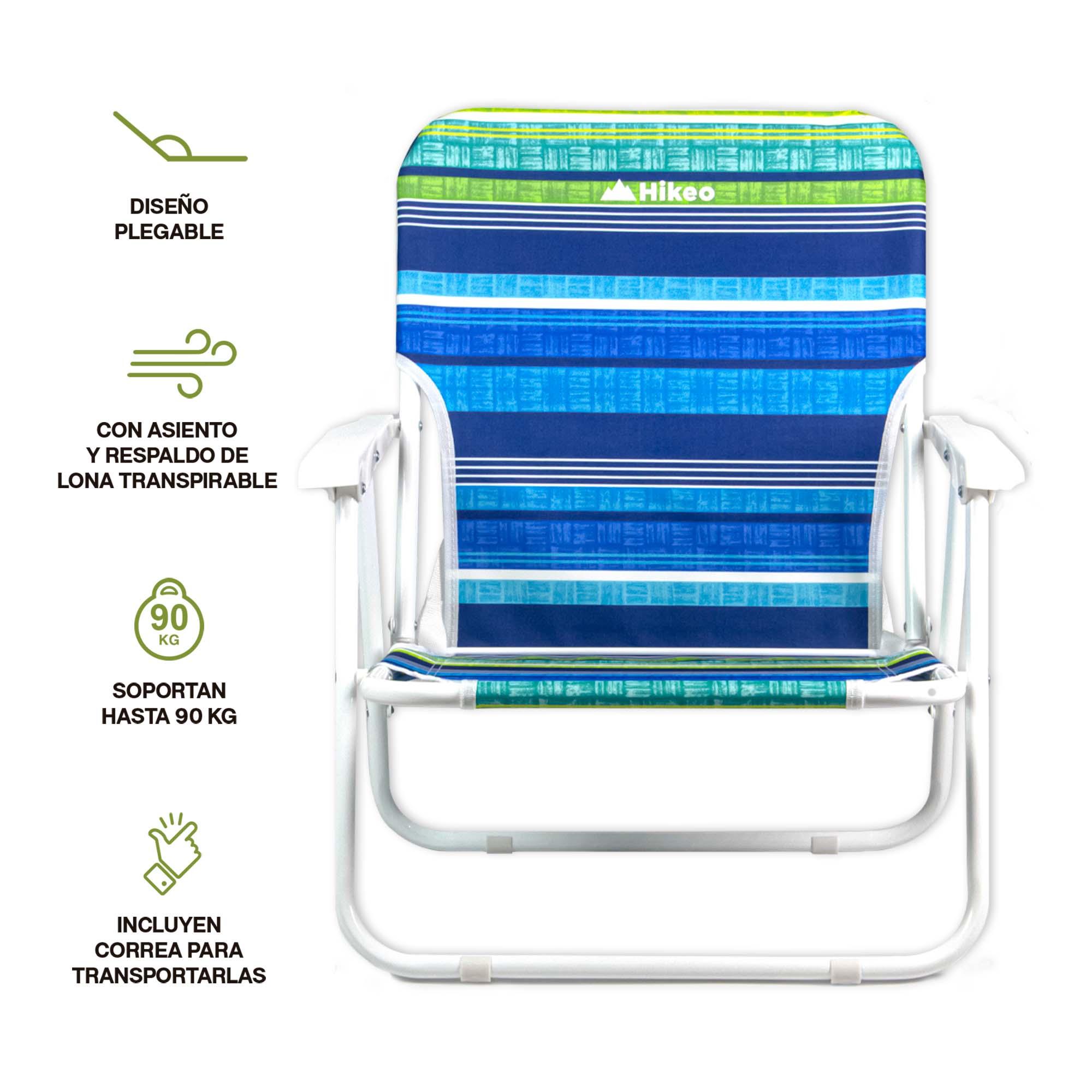 Set de 2 sillas plegables para playa con reposabrazos