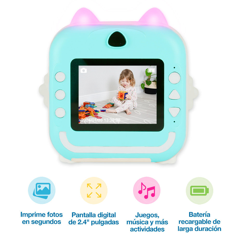 Cámara Fotográfica Digital para Niños con Impresión Instantánea de Fotos