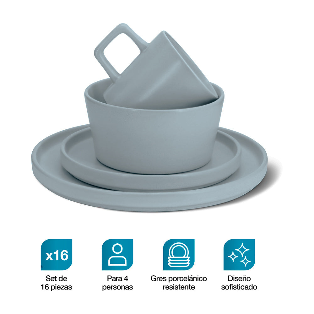 Vajilla de Gres 16 Piezas para 4 Personas Casa Litus
