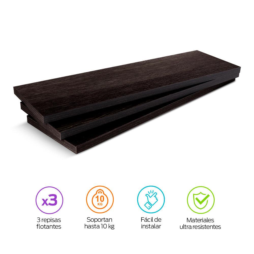 Set de 3 Repisas Flotantes de Madera MDF de 50 x 15 cm