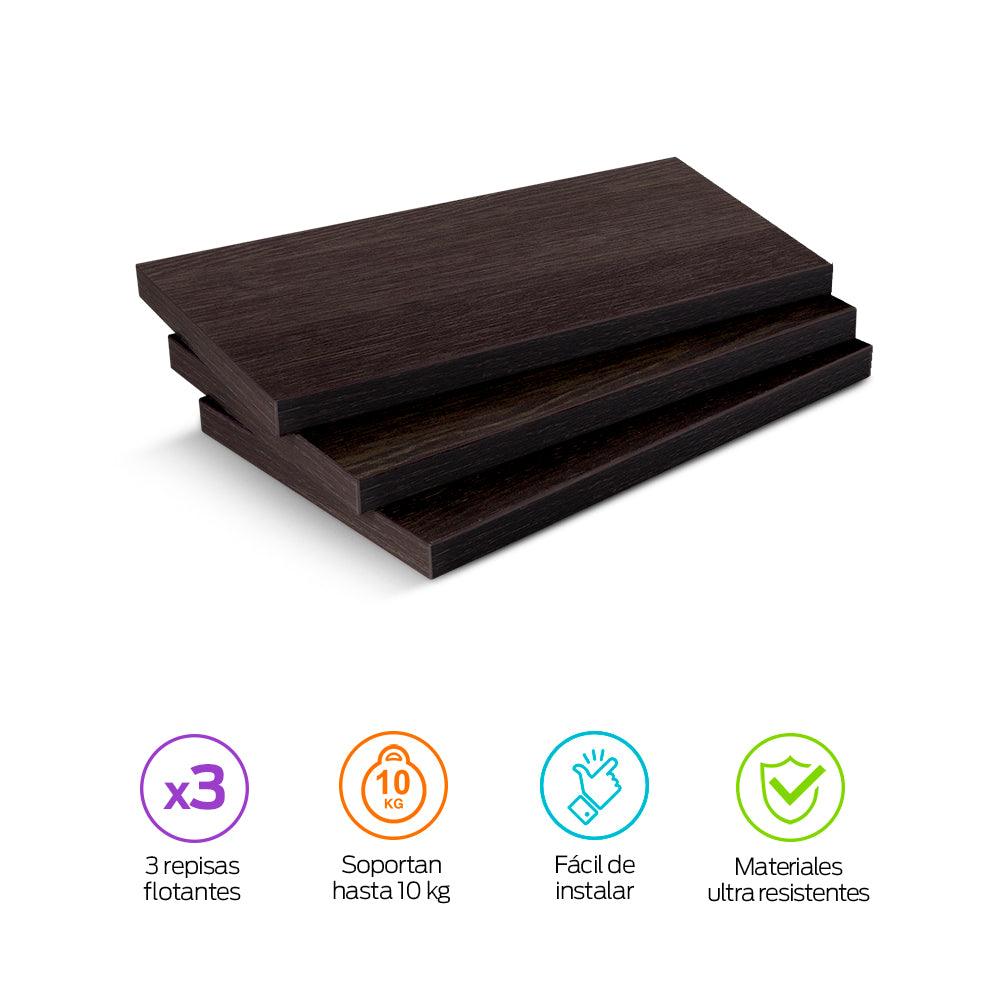 Set de 3 Repisas Flotantes de MDF de 30 x 15 cm