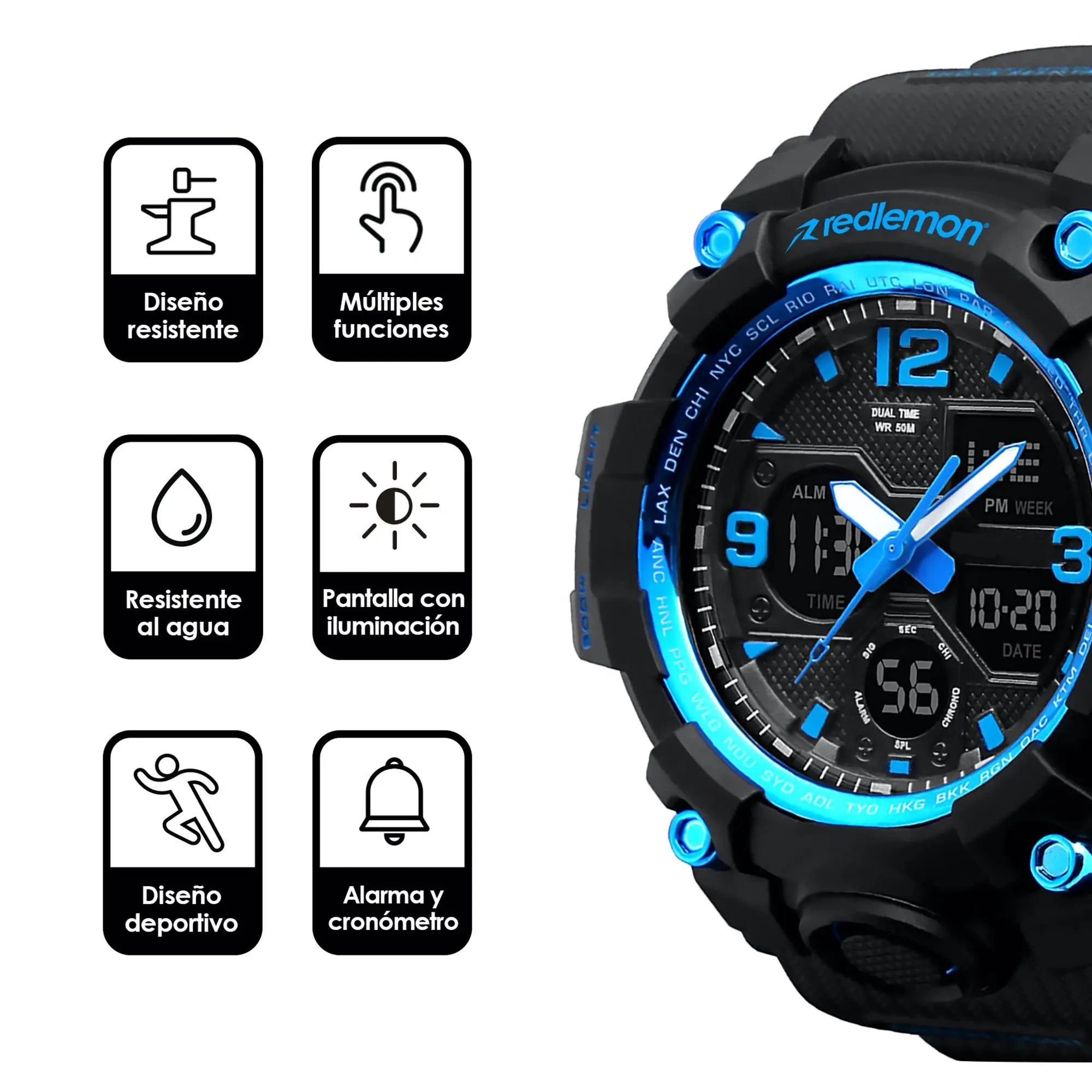 Reloj Digital y Analógico Deportivo Contra Agua 1155b