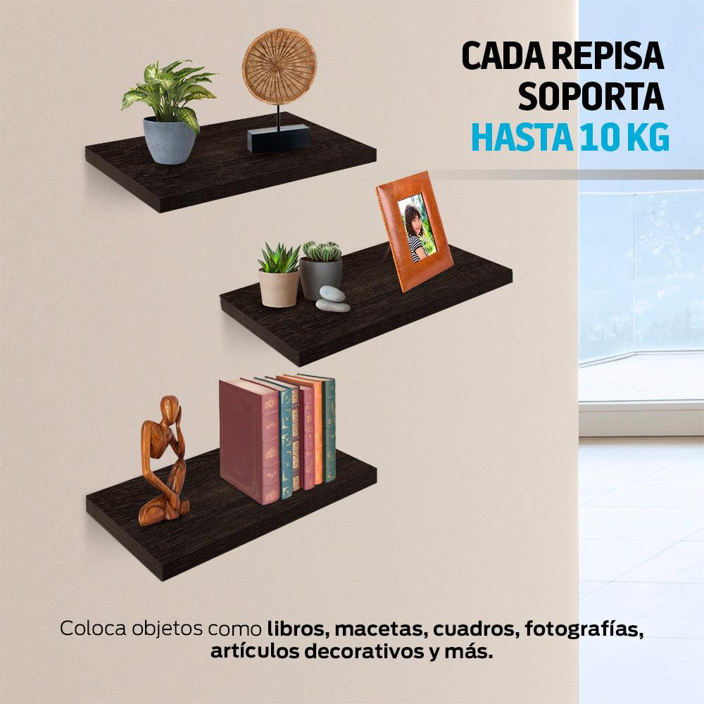Set de 3 Repisas Flotantes de MDF de 30 x 15 cm