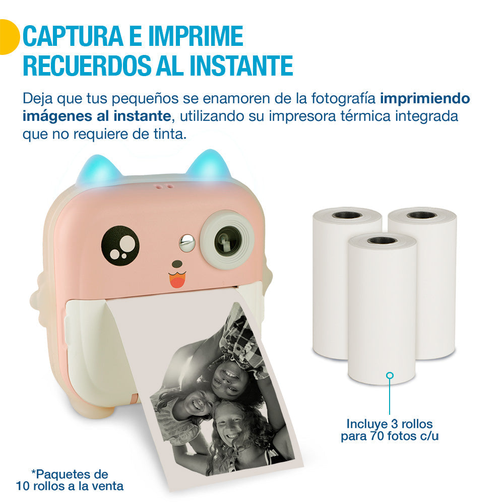 Cámara Fotográfica Digital para Niños con Impresión Instantánea de Fotos
