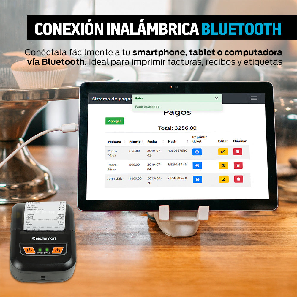Impresora térmica portátil Bluetooth para rollo de 56 mm