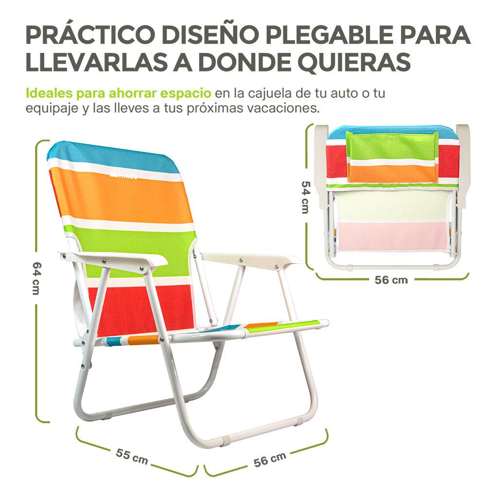 Set de 2 sillas plegables para playa con reposabrazos