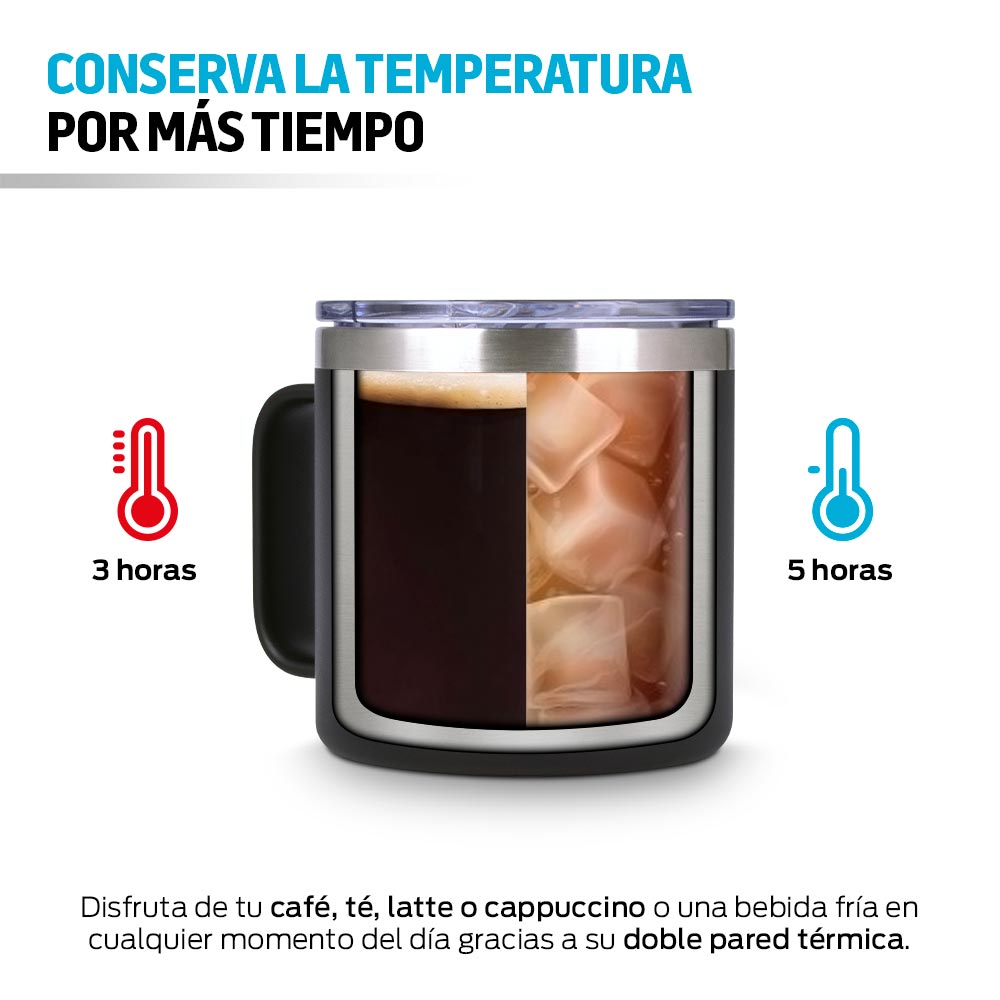 Taza térmica de acero inoxidable 400 ml con tapa hermética