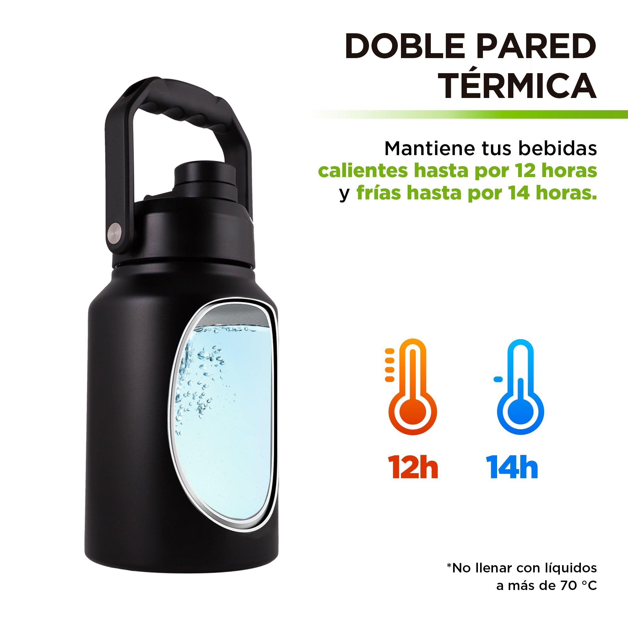 Termo de Acero Inoxidable 1.89 o 3.78 L con Asa HIKEO